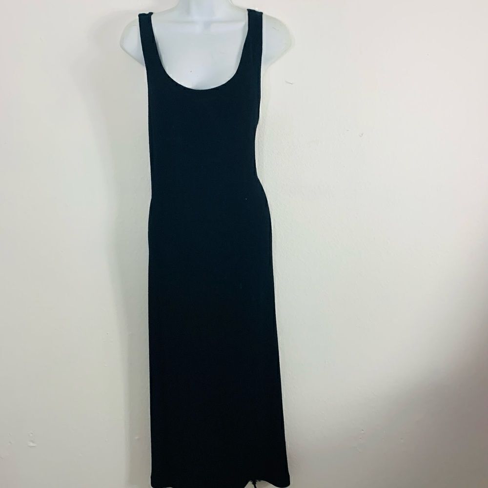 Vintage Black Christmas New Years Festive Dress w/ Gold Sheer Beaded Overlay - Picture 11 of 14